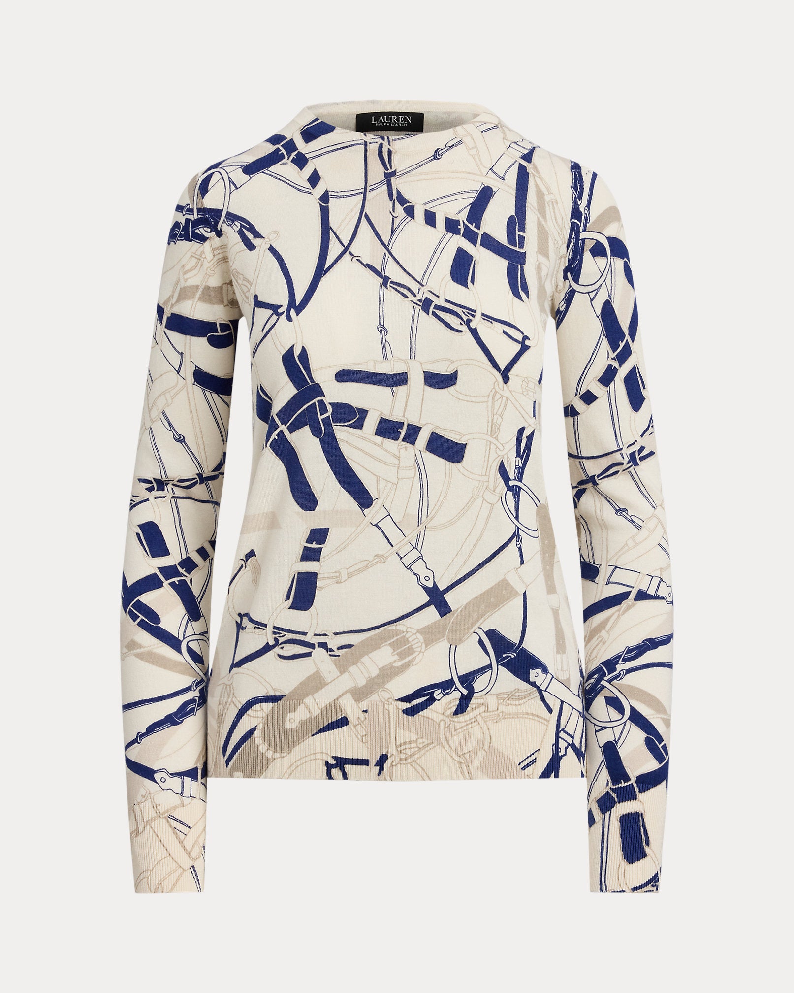 Ralph Lauren BeltingPrint CottonBlend Sweater