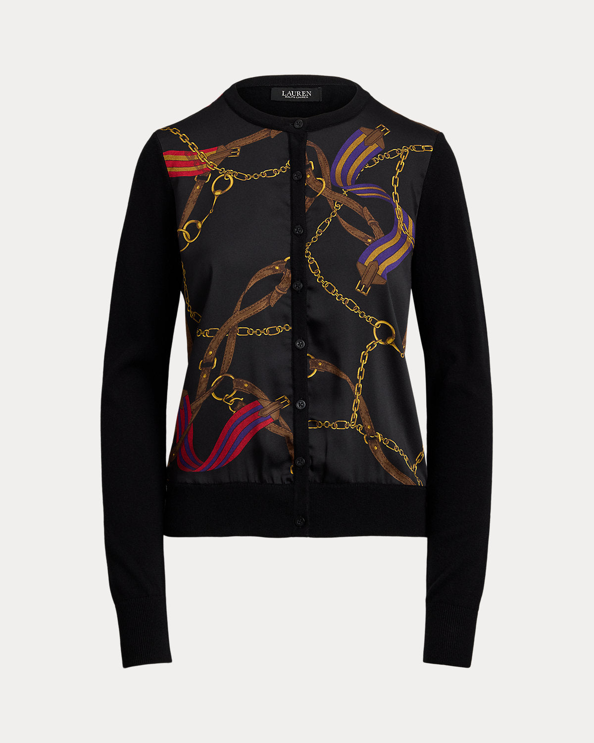 Ralph Lauren BeltingPrint CottonBlend Cardigan