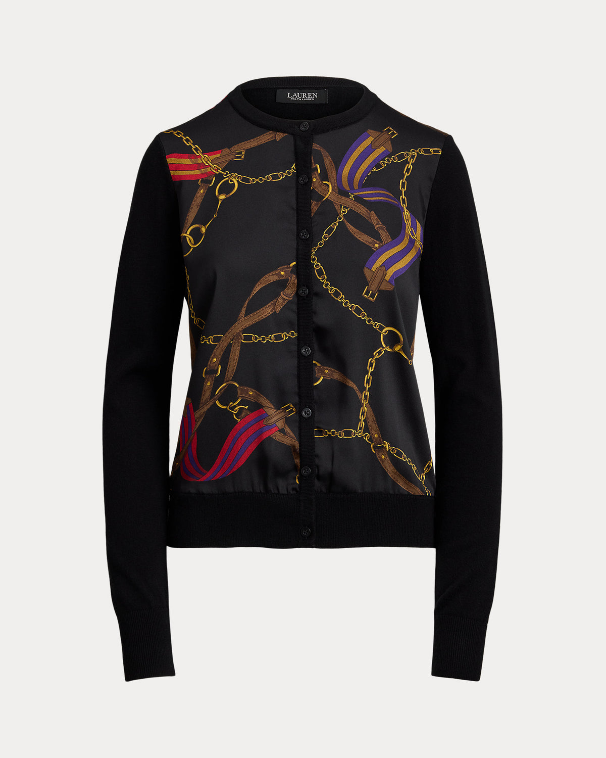 Ralph Lauren BeltingPrint CottonBlend Cardigan
