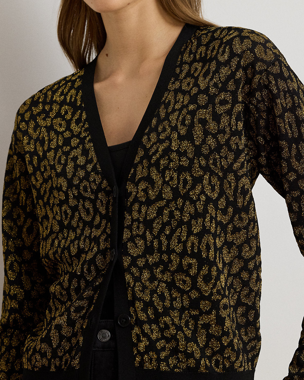 Ralph Lauren Metallic Ocelot DoubleKnit Cardigan