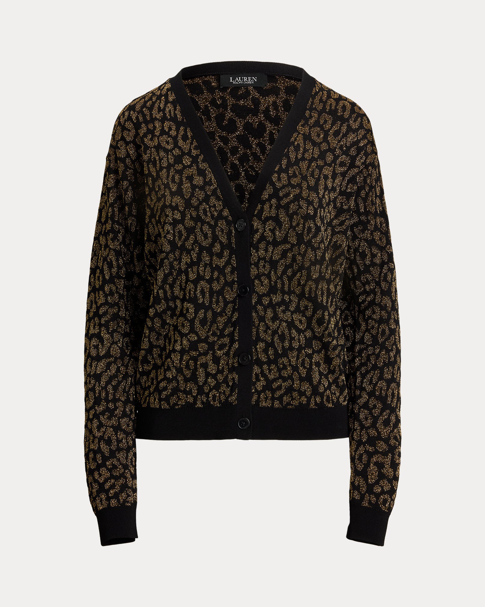 Ralph Lauren Metallic Ocelot DoubleKnit Cardigan