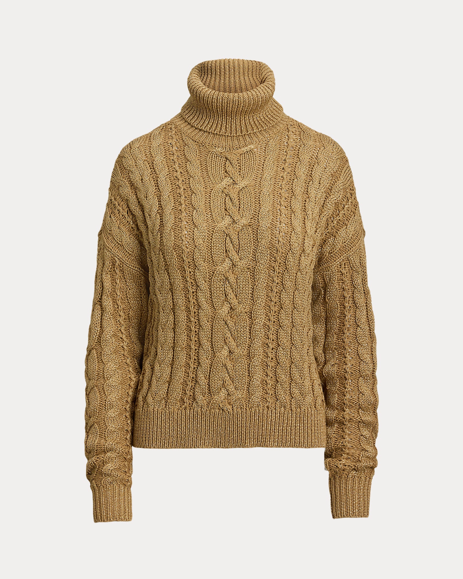 Ralph Lauren Metallic CableKnit Turtleneck Sweater