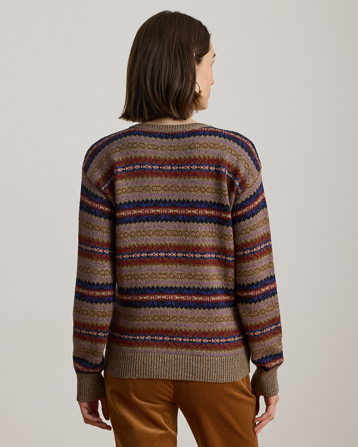 Ralph Lauren Fair Isle CottonLinen VNeck Sweater