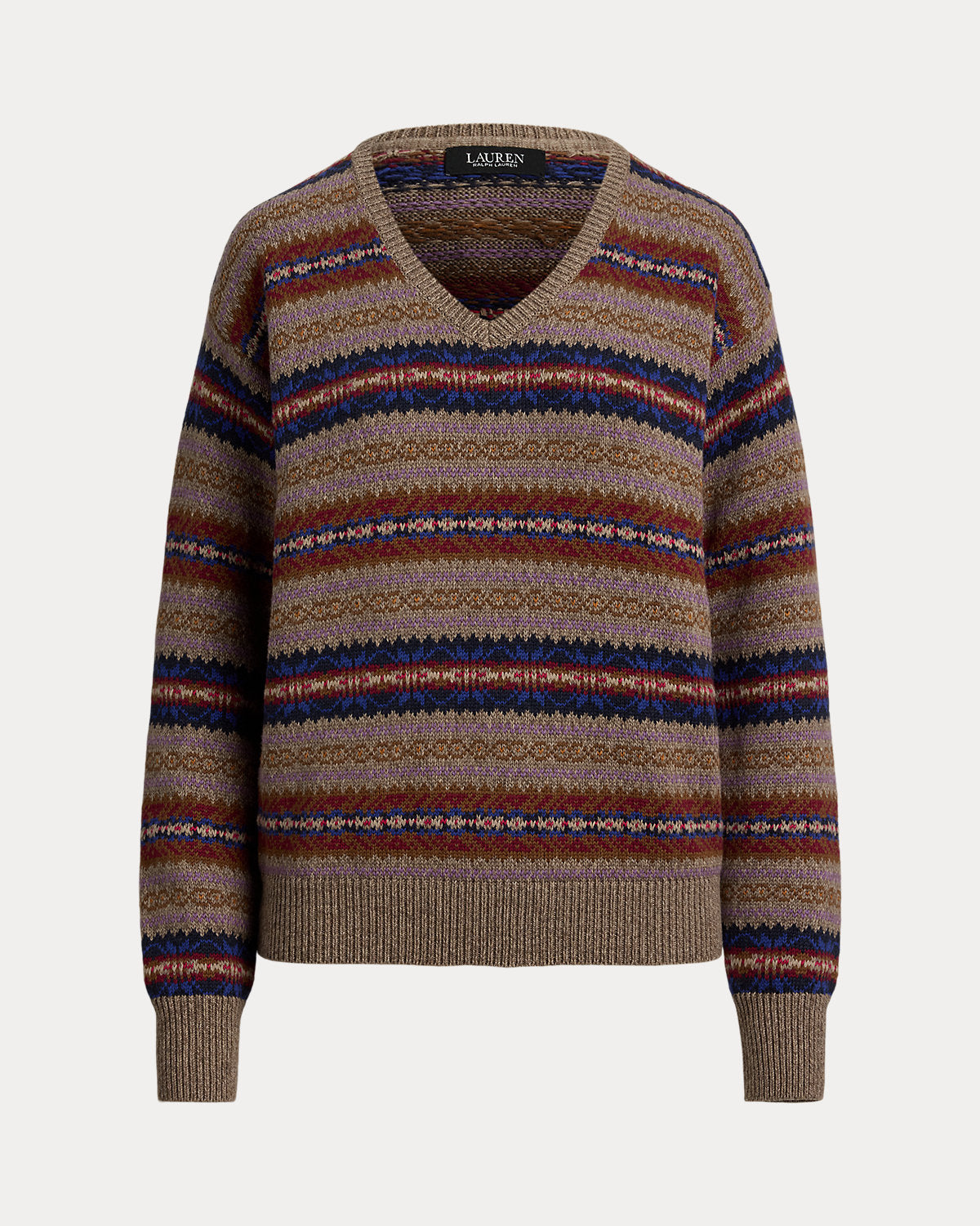 Ralph Lauren Fair Isle CottonLinen VNeck Sweater