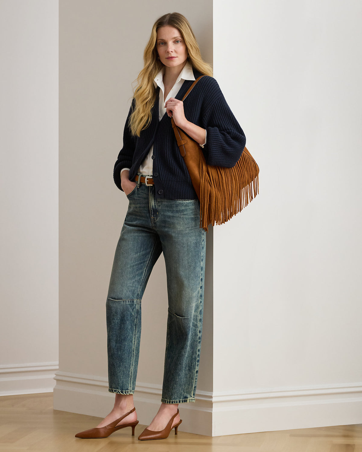 Ralph Lauren Ribbed WoolBlend VNeck Cardigan