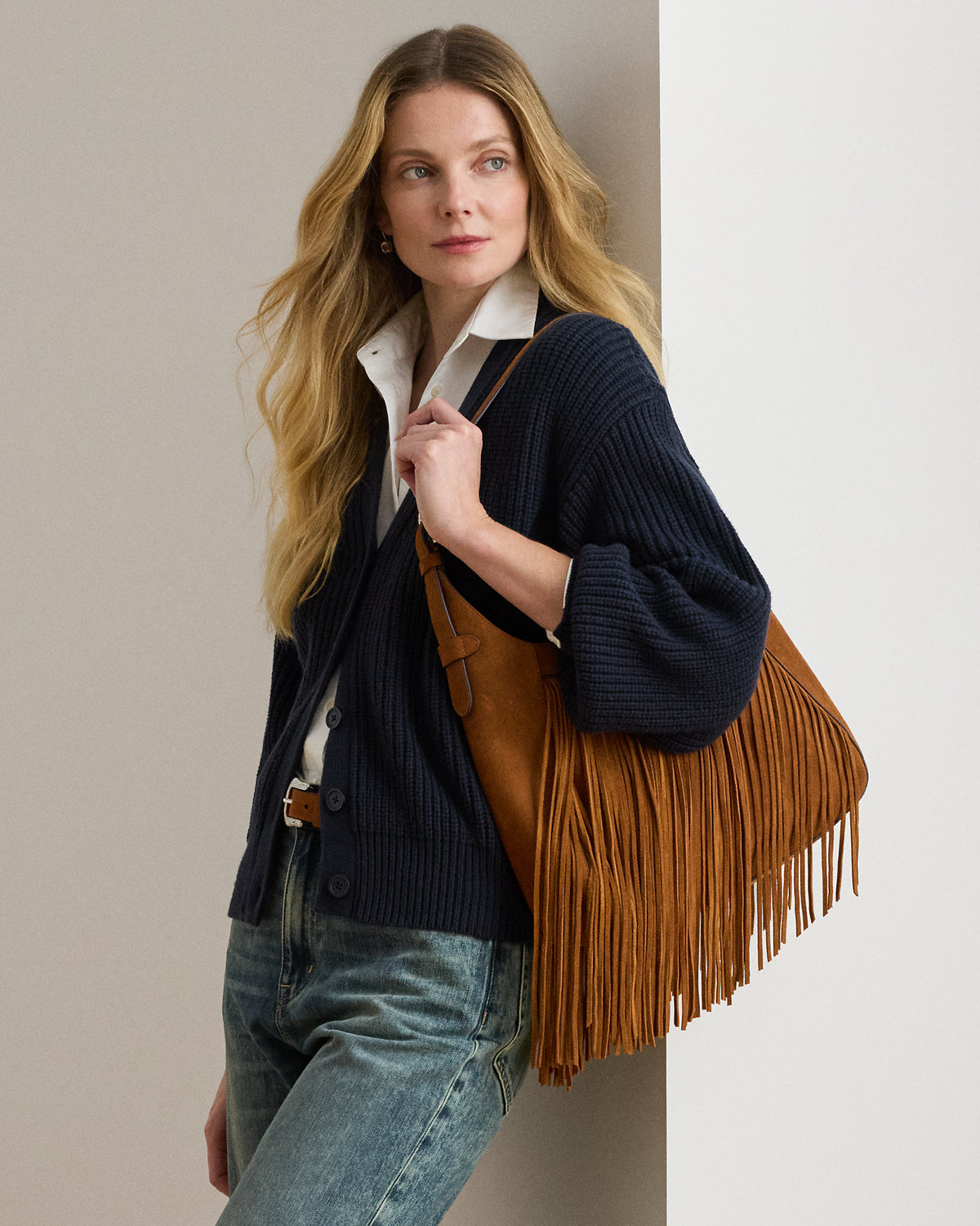Ralph Lauren Ribbed WoolBlend VNeck Cardigan