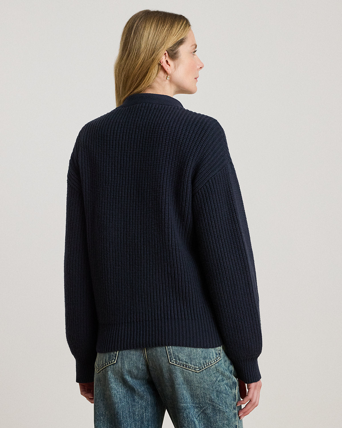 Ralph Lauren Ribbed WoolBlend VNeck Cardigan