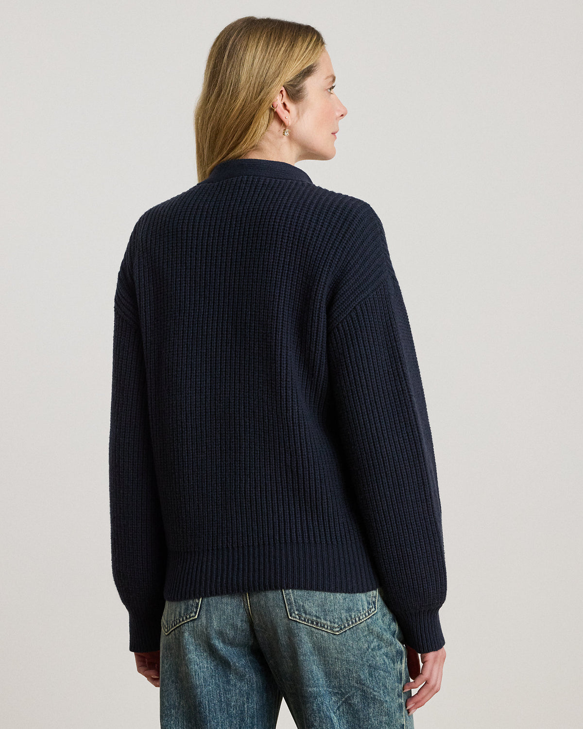 Ralph Lauren Ribbed WoolBlend VNeck Cardigan