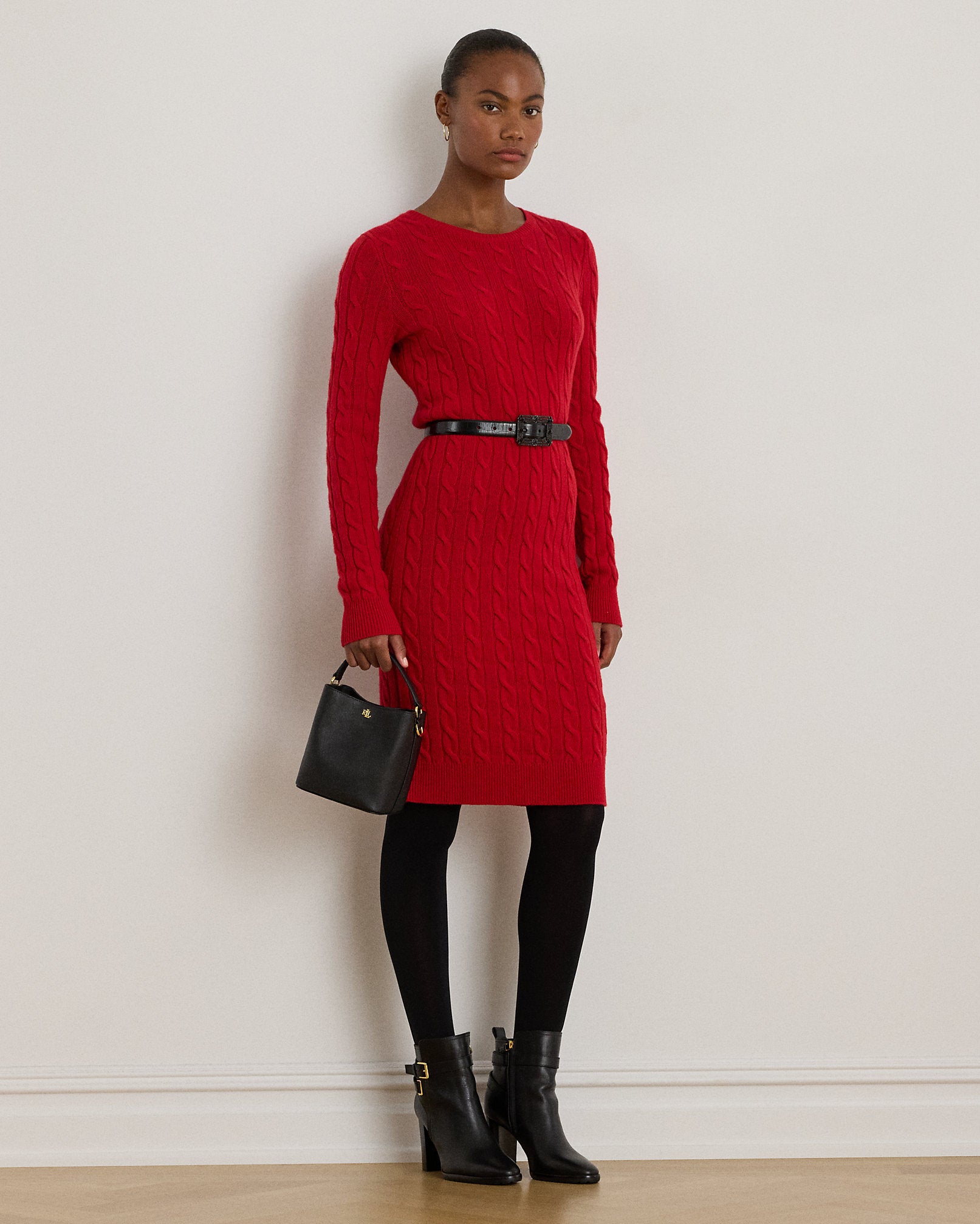 Ralph Lauren CableKnit WoolCashmere Sweater Dress