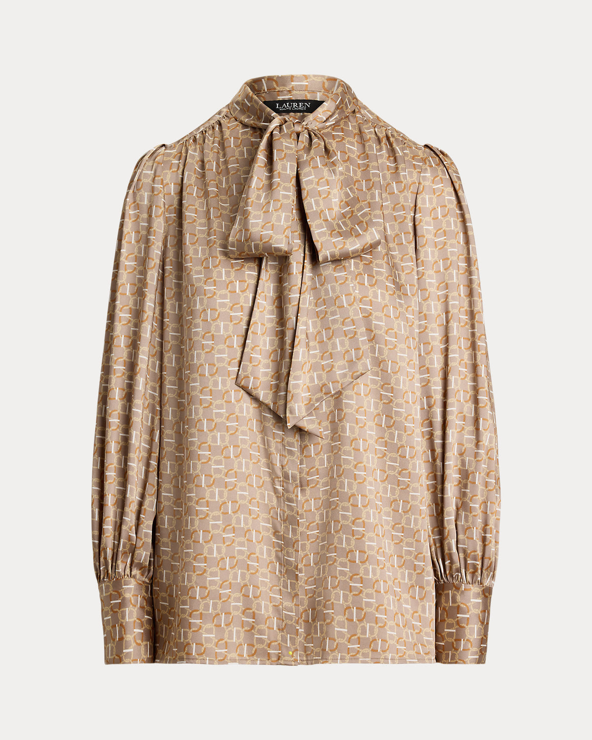 Ralph Lauren GeoPrint Twill TieNeck Blouse