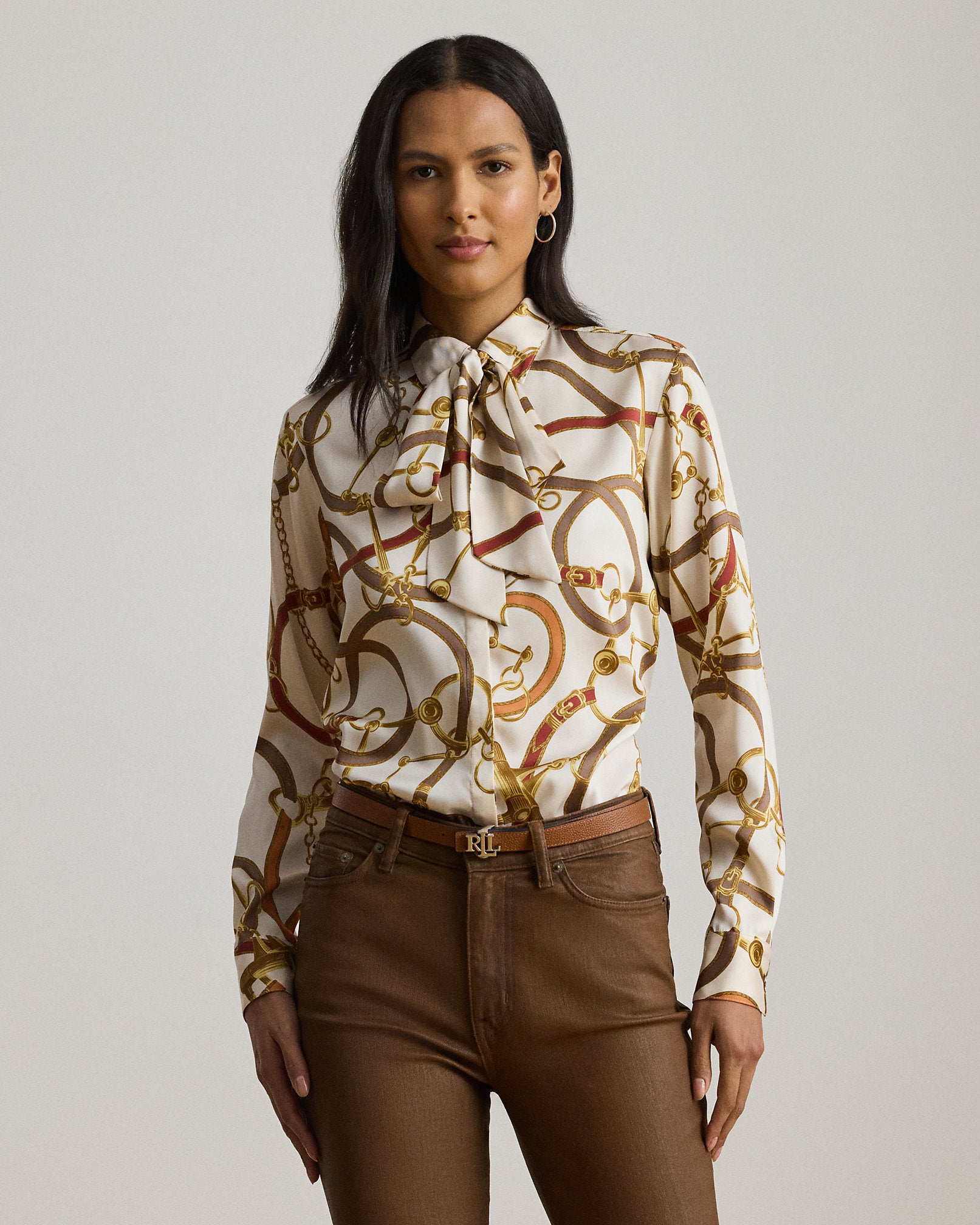 Ralph Lauren Classic Fit Print Twill TieNeck Shirt