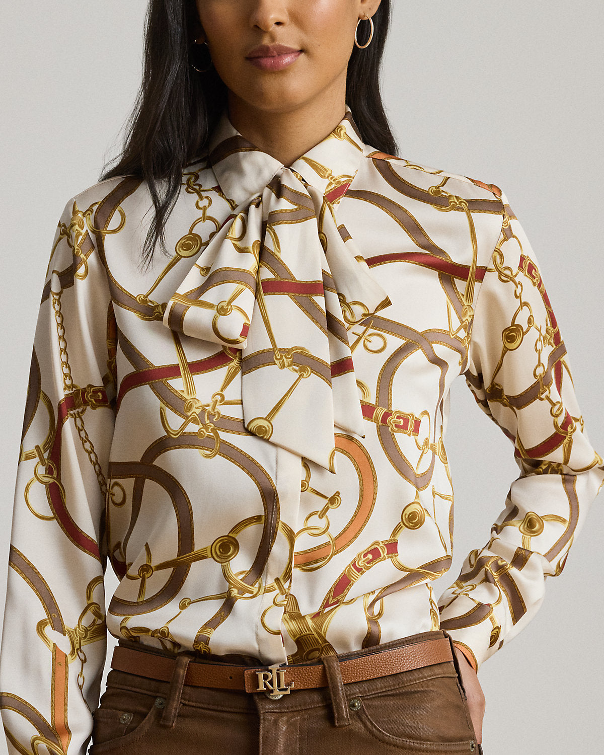 Ralph Lauren Classic Fit Print Twill TieNeck Shirt