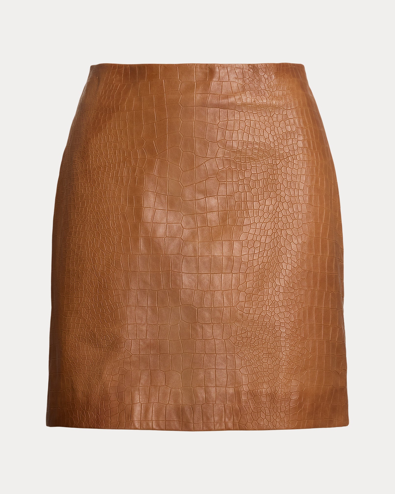 Ralph Lauren CrocEmbossed Lambskin Pencil Miniskirt