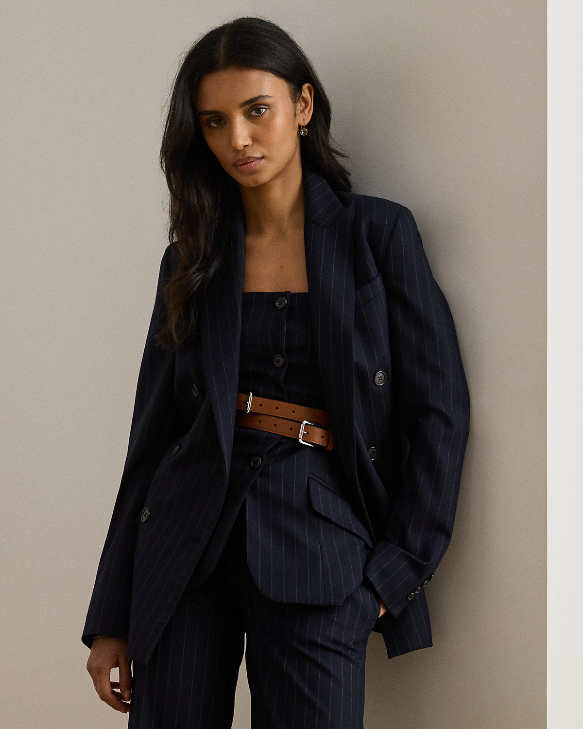 Ralph Lauren DoubleBreasted Pinstripe Twill Blazer