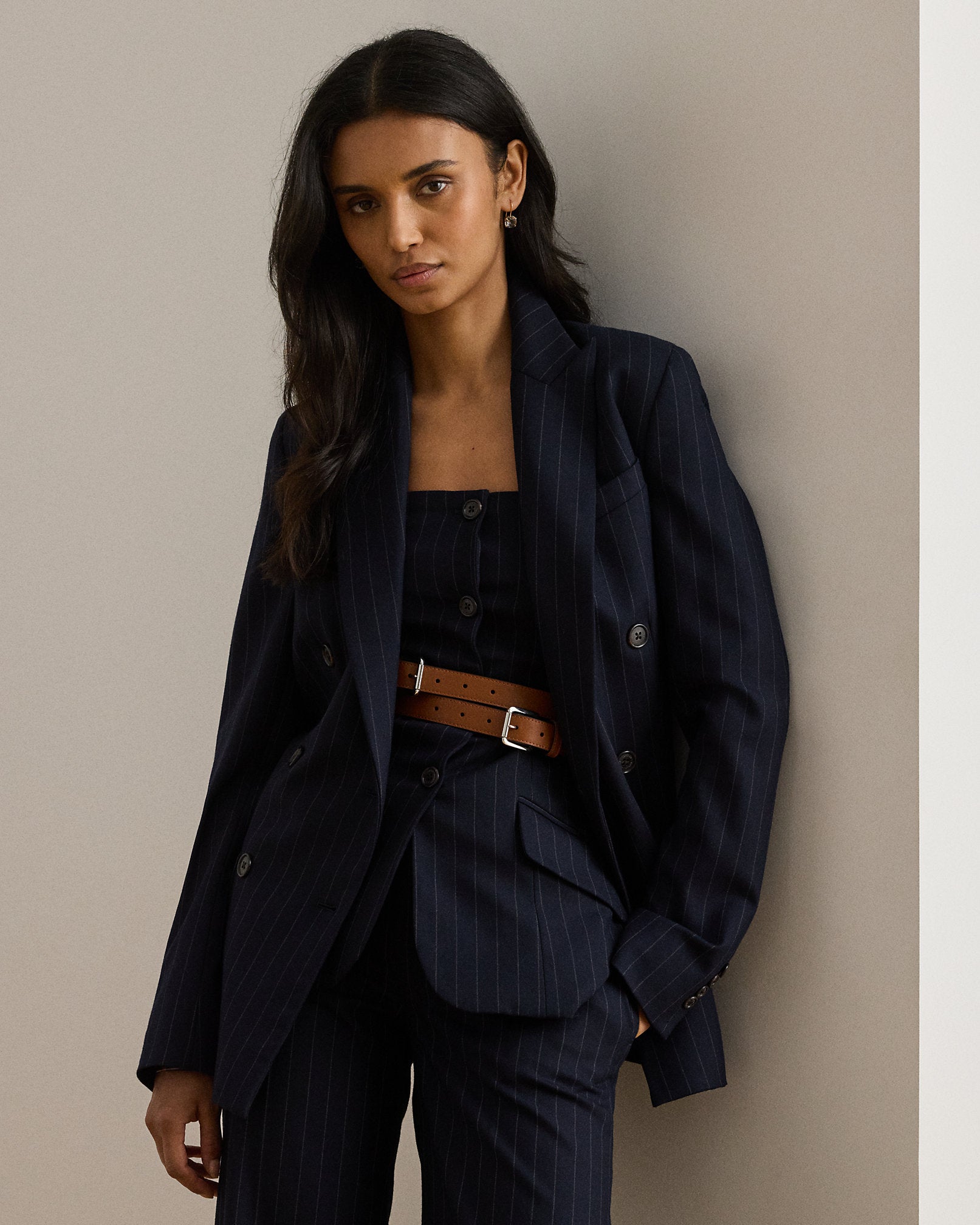 Ralph Lauren DoubleBreasted Pinstripe Twill Blazer