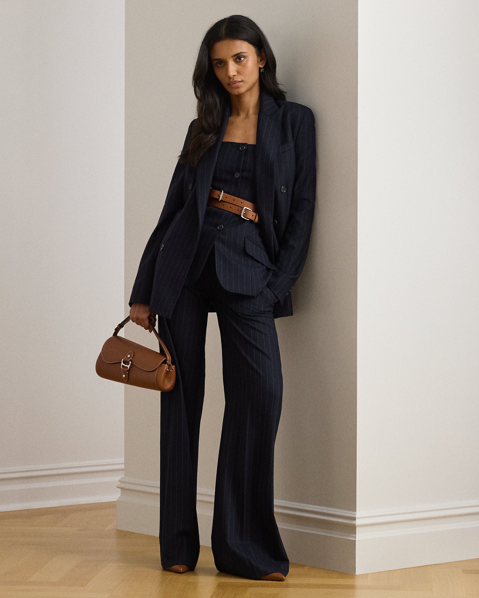 Ralph Lauren DoubleBreasted Pinstripe Twill Blazer