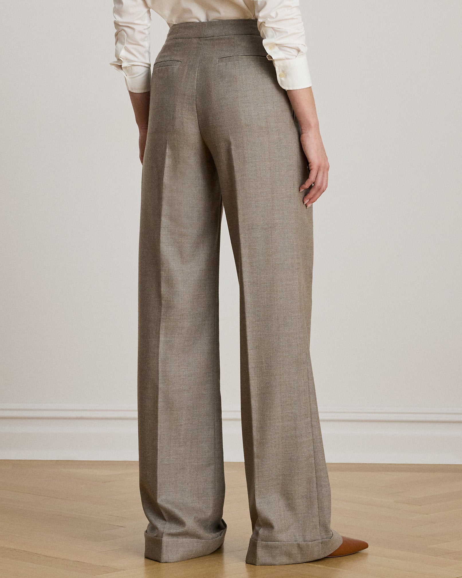 Ralph Lauren Pleated Wool Herringbone WideLeg Pant