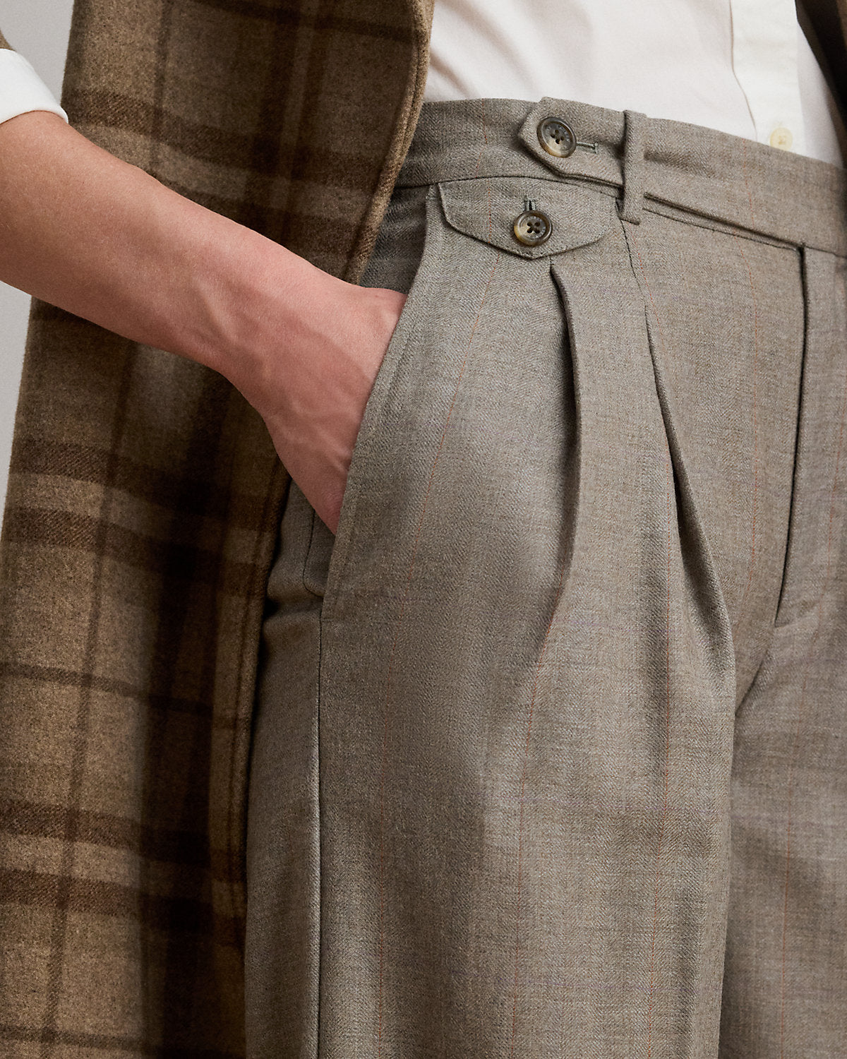 Ralph Lauren Pleated Wool Herringbone WideLeg Pant
