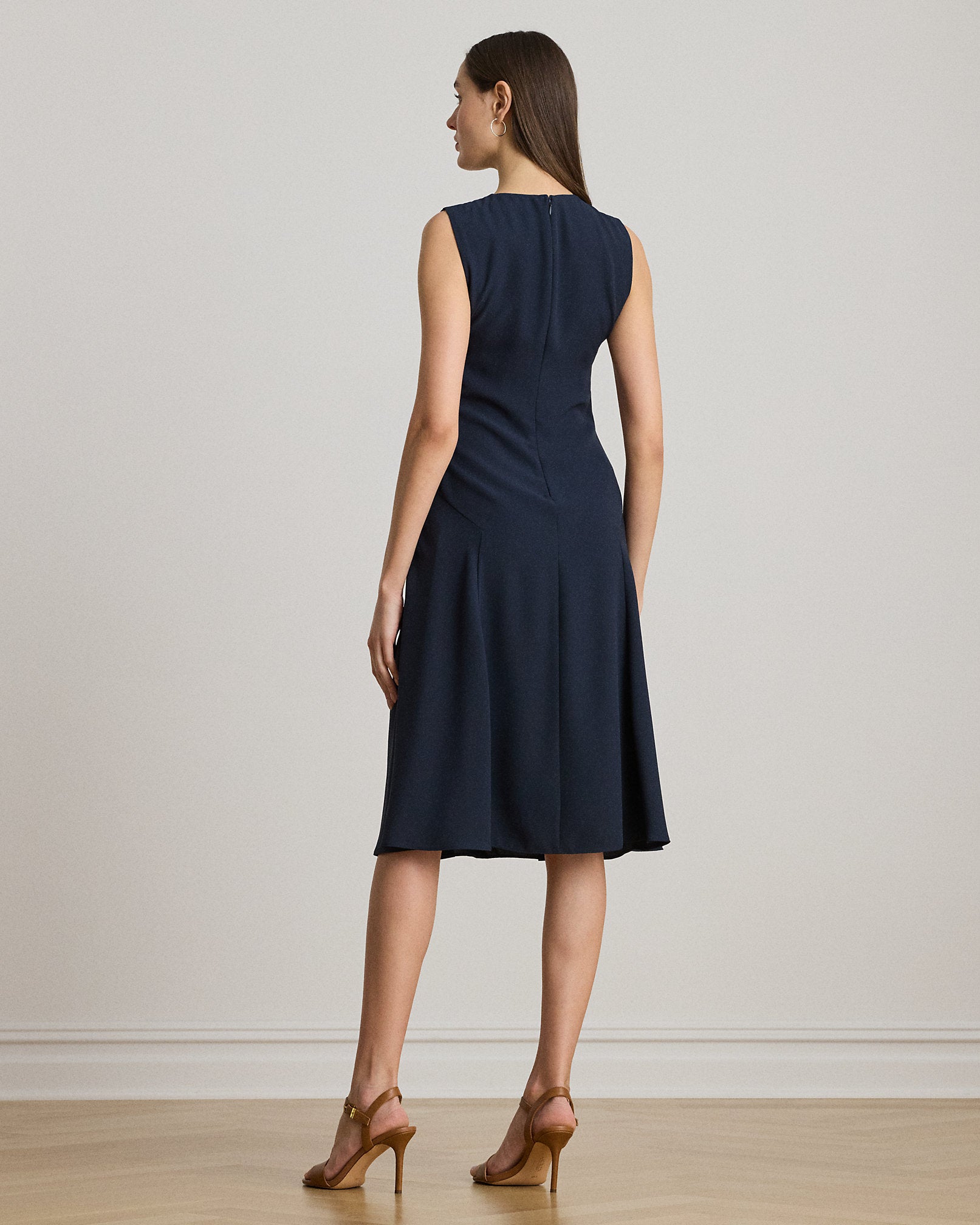 Ralph Lauren FauxLeatherTrim Georgette Dress