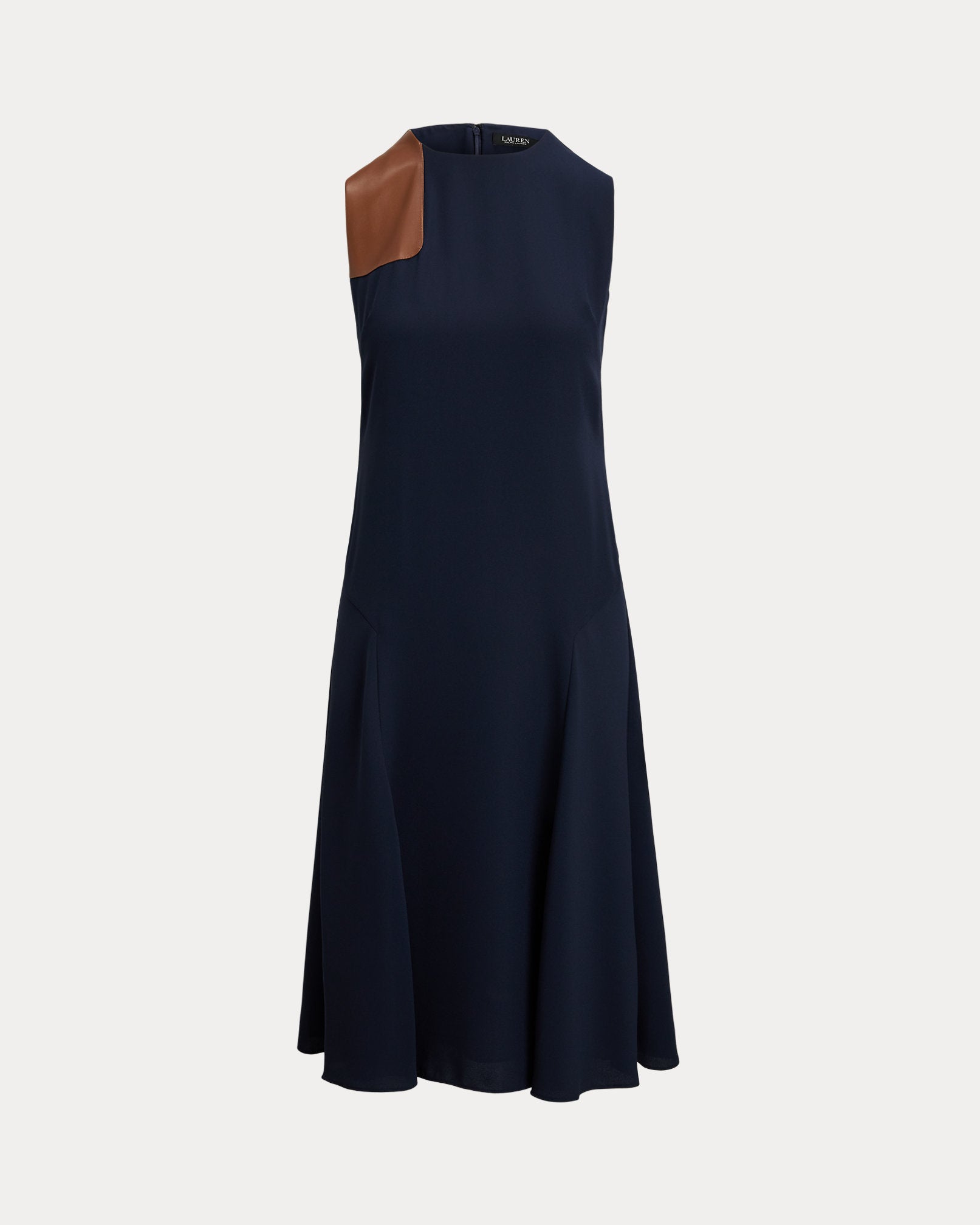 Ralph Lauren FauxLeatherTrim Georgette Dress