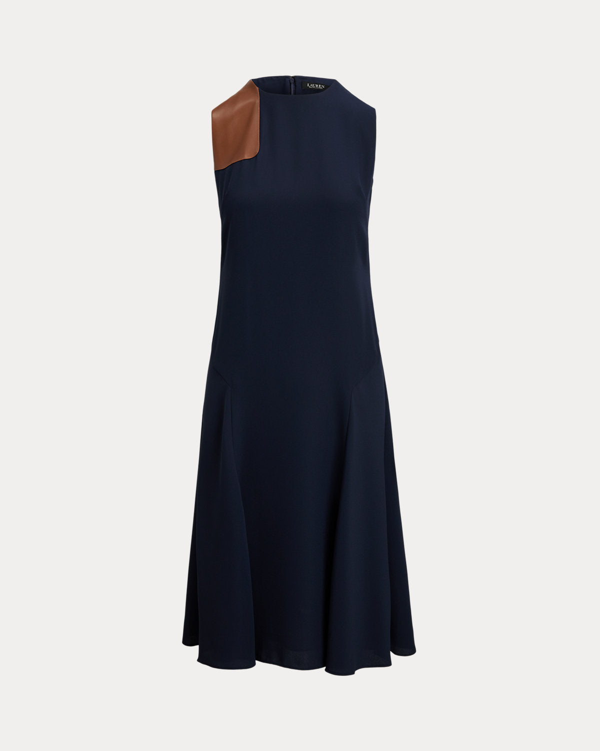 Ralph Lauren FauxLeatherTrim Georgette Dress