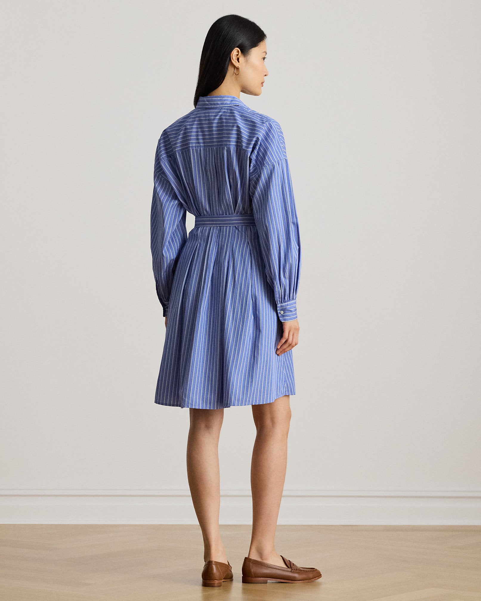 Ralph Lauren Striped Belted Broadcloth Shirtdress