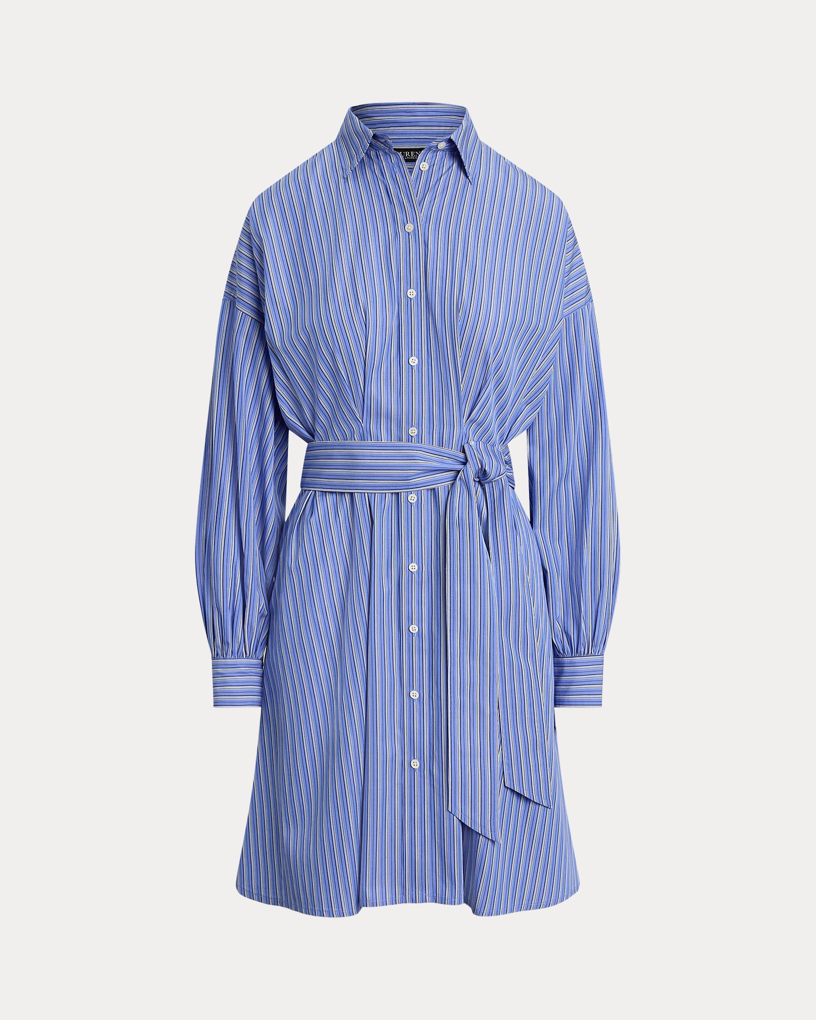 Ralph Lauren Striped Belted Broadcloth Shirtdress