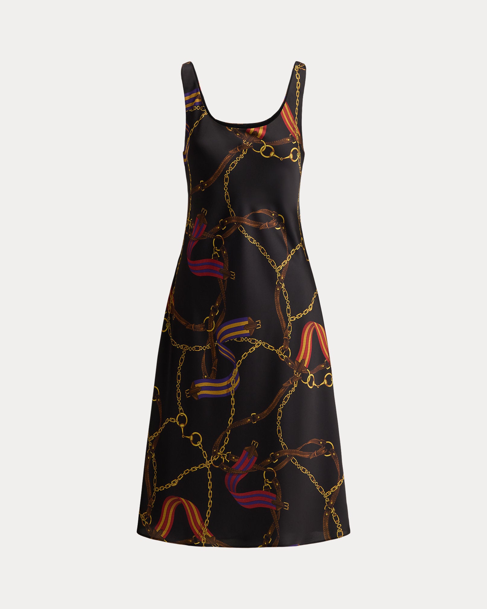 Ralph Lauren Print Satin Sleeveless Cocktail Dress