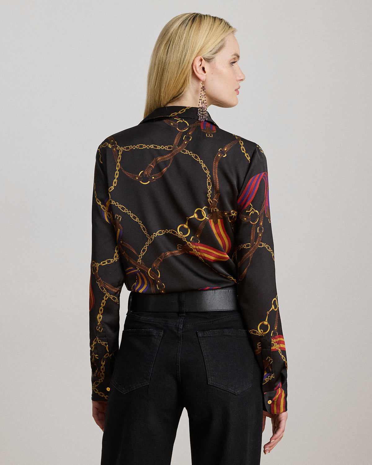 Ralph Lauren Classic Fit BeltingPrint Satin Shirt