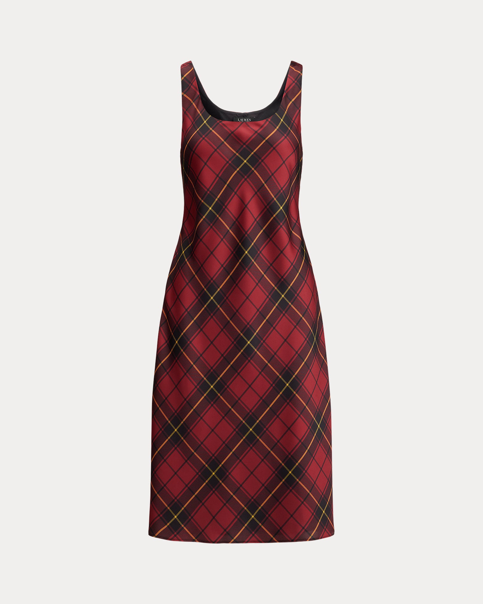 Ralph Lauren Plaid Satin Sleeveless Cocktail Dress