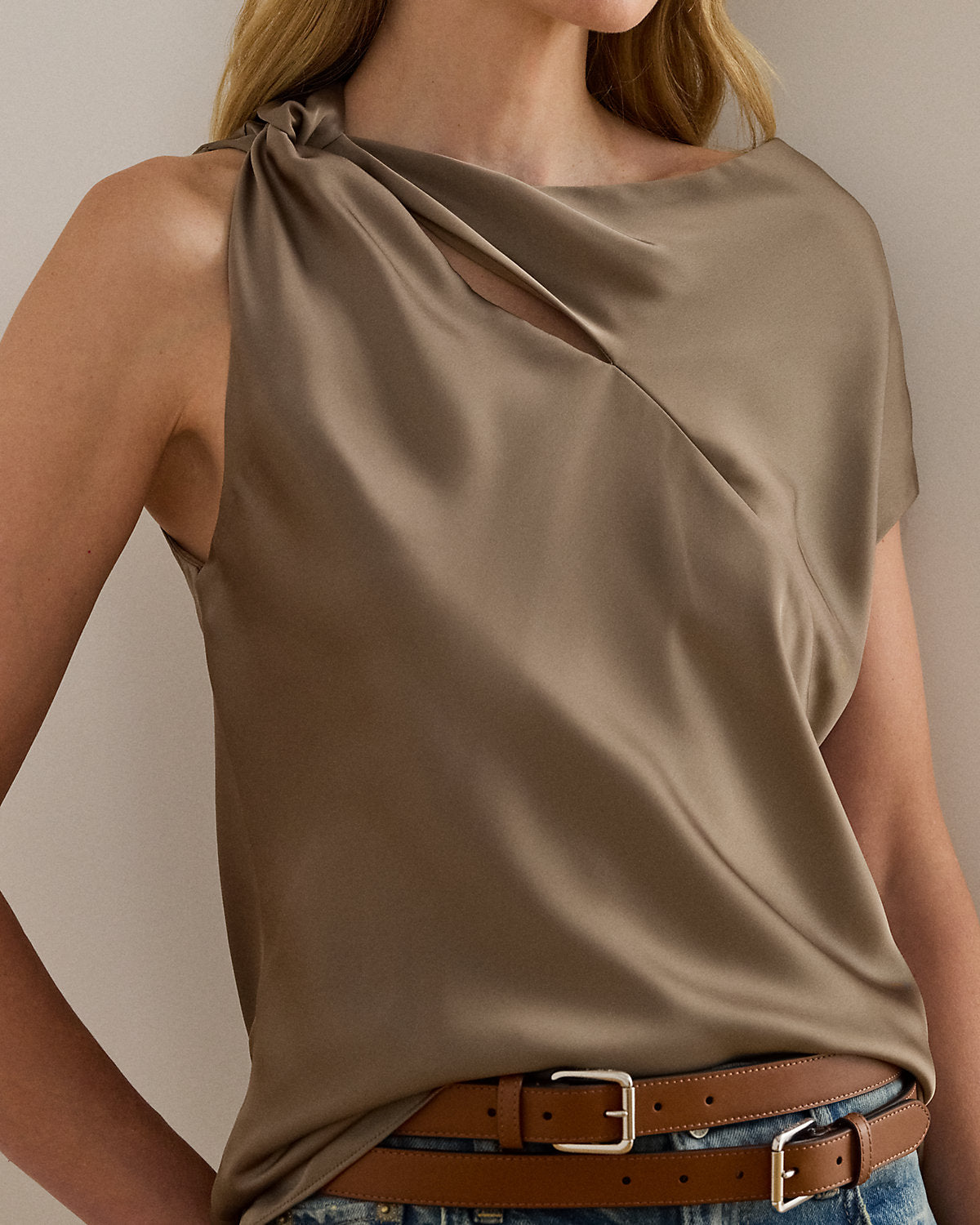 Ralph Lauren Charmeuse Asymmetrical Blouse