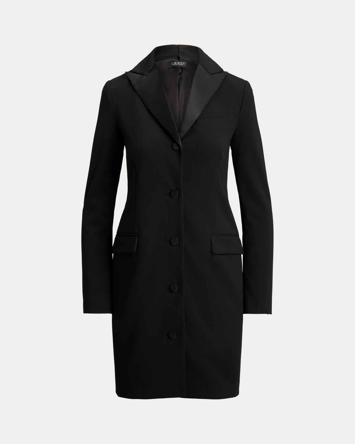 Ralph Lauren SatinTrim DoubleFaced Crepe Dress