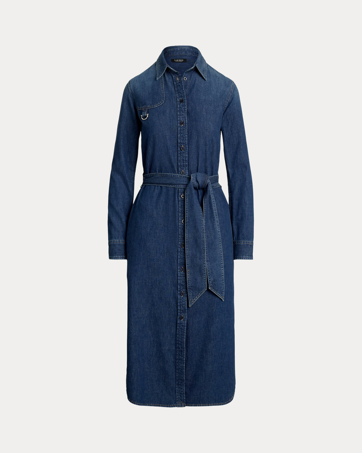 Ralph Lauren HorsebitTrim Belted Denim Shirtdress