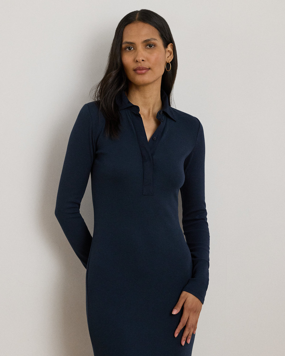 Ralph Lauren RibKnit CottonBlend Polo Dress