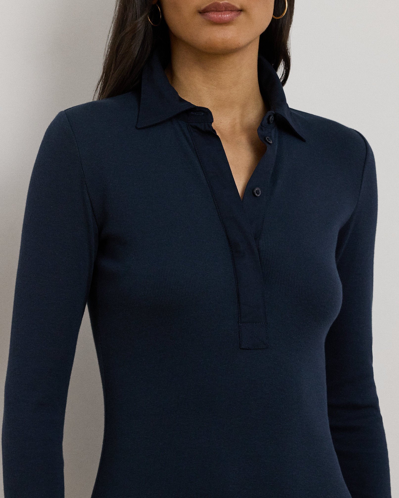Ralph Lauren RibKnit CottonBlend Polo Dress