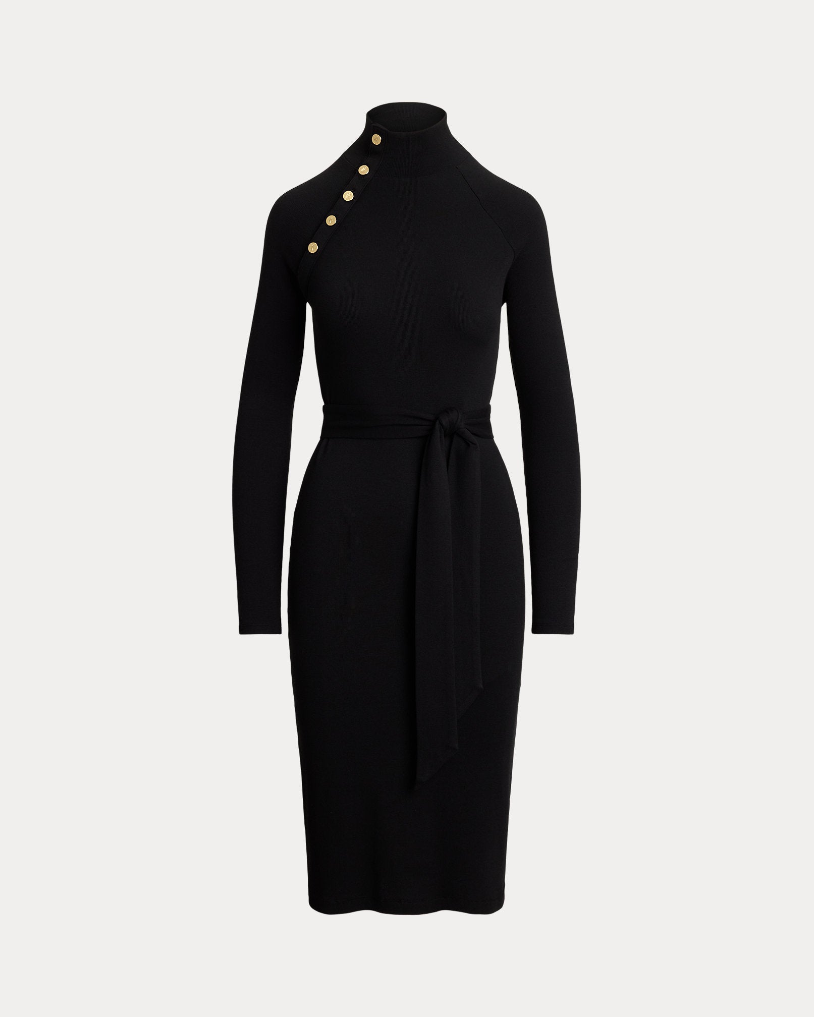Ralph Lauren ButtonTrim RibKnit Mockneck Dress