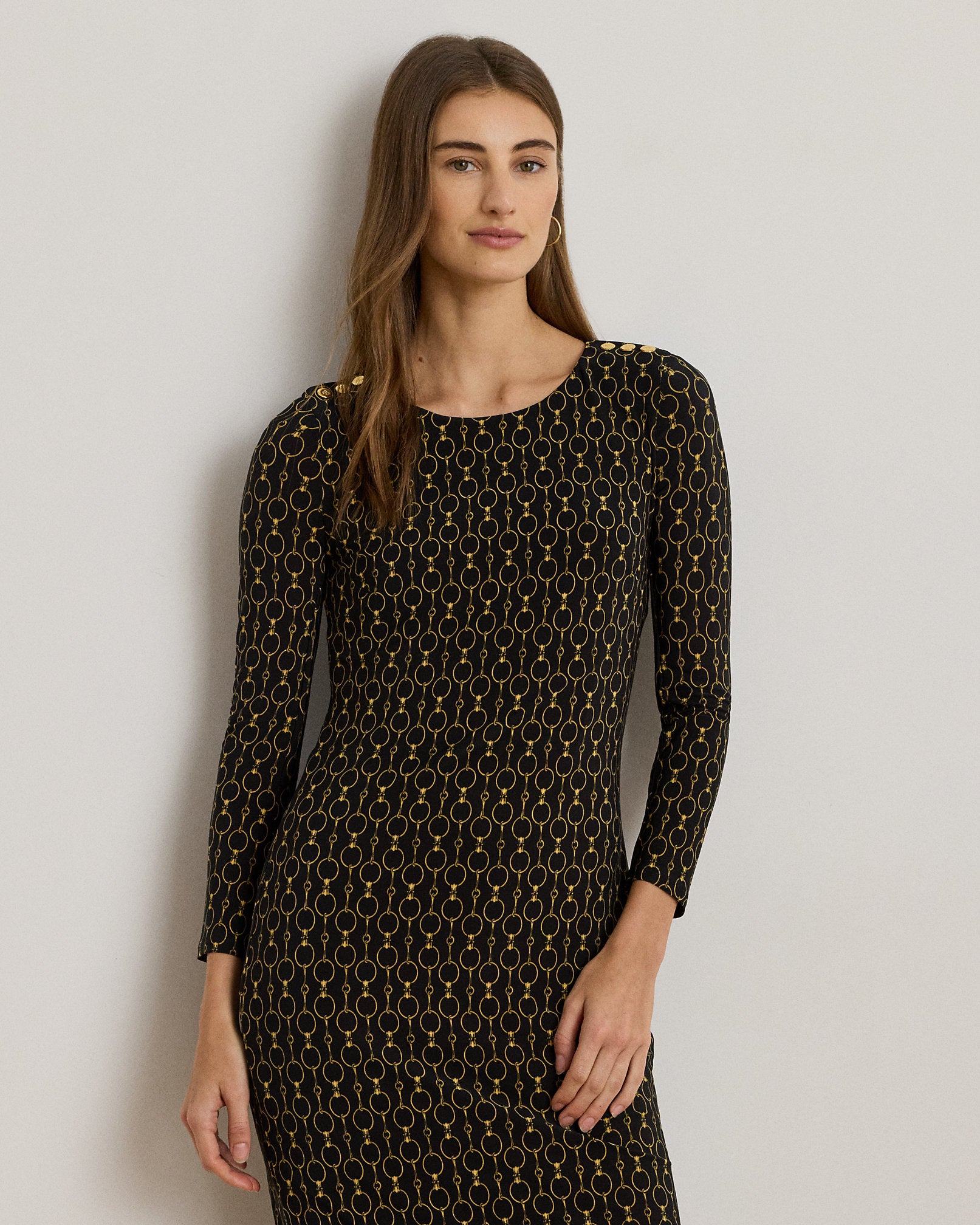 Ralph Lauren ChainPrint ThreeQuarterSleeve Dress