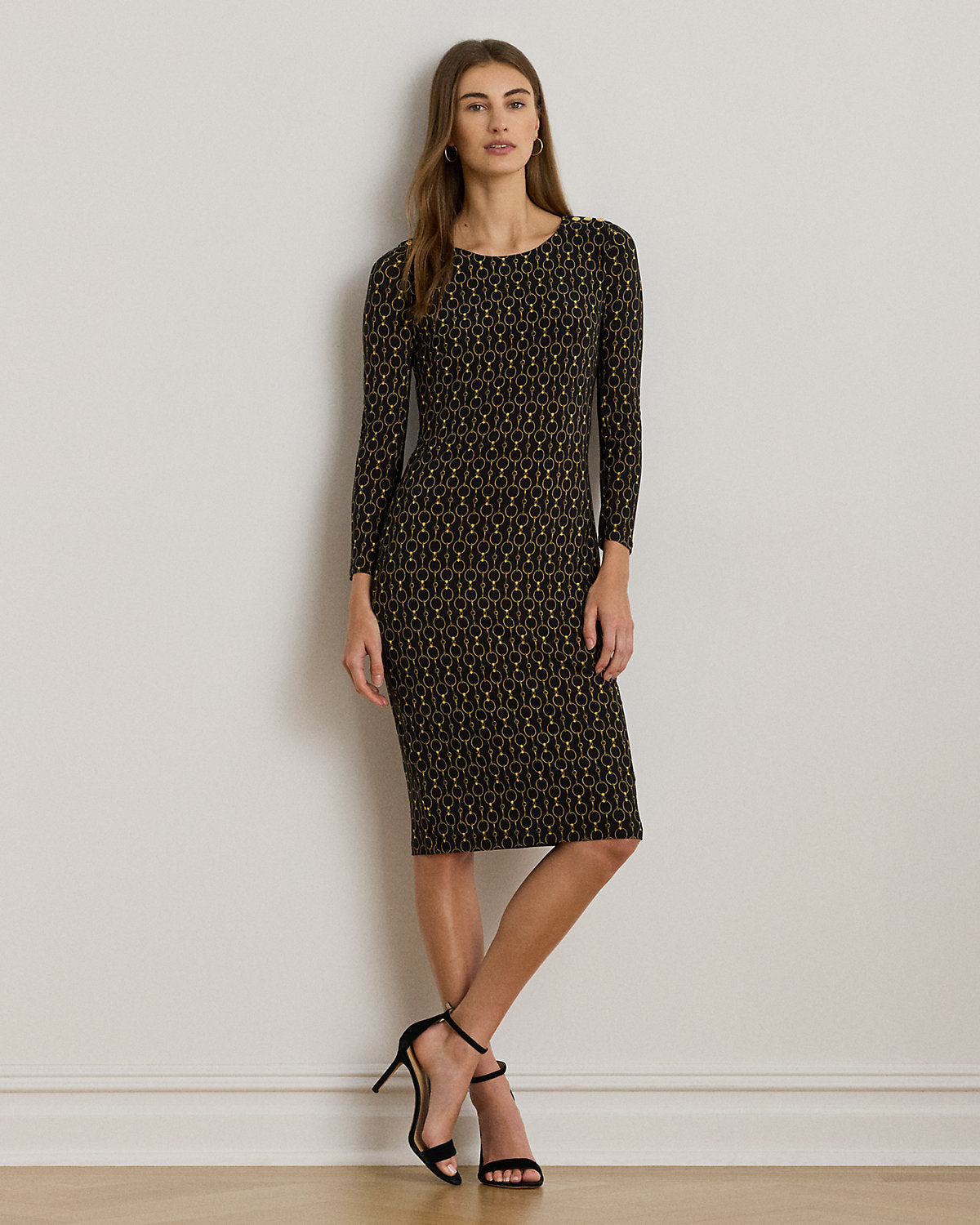 Ralph Lauren ChainPrint ThreeQuarterSleeve Dress