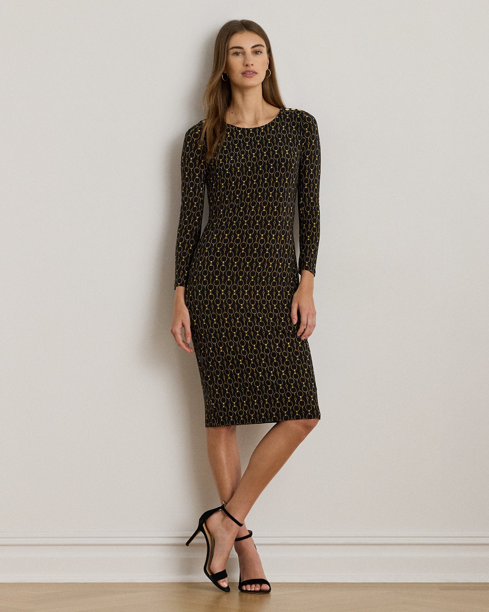 Ralph Lauren ChainPrint ThreeQuarterSleeve Dress