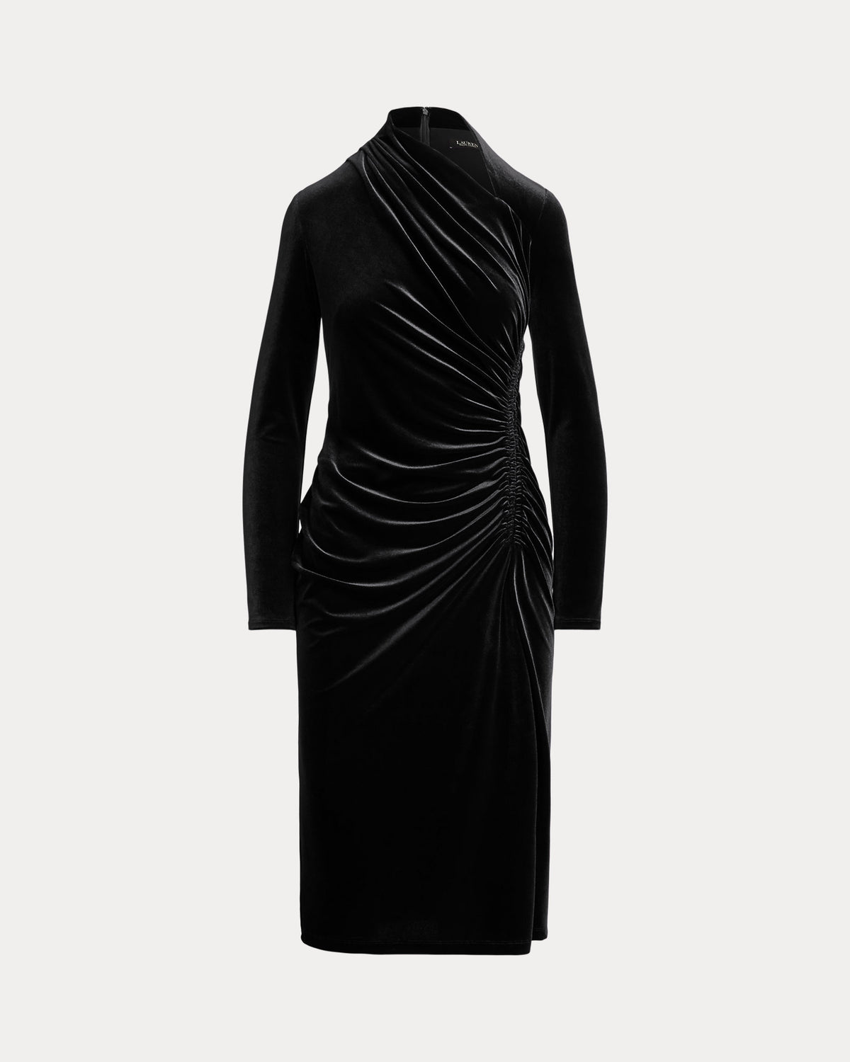 Ralph Lauren Ruched Velvet Asymmetrical Dress