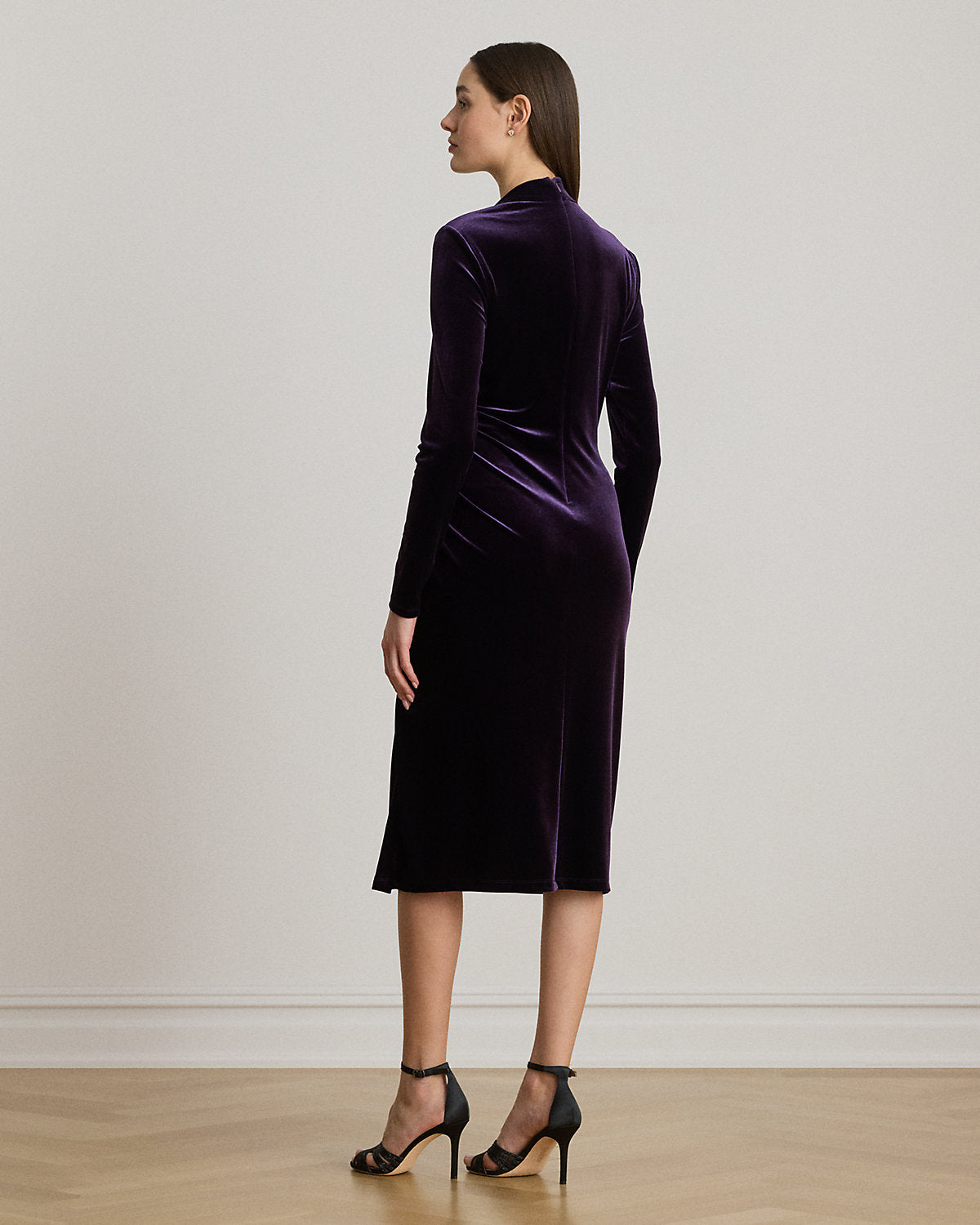 Ralph Lauren Ruched Velvet Asymmetrical Dress