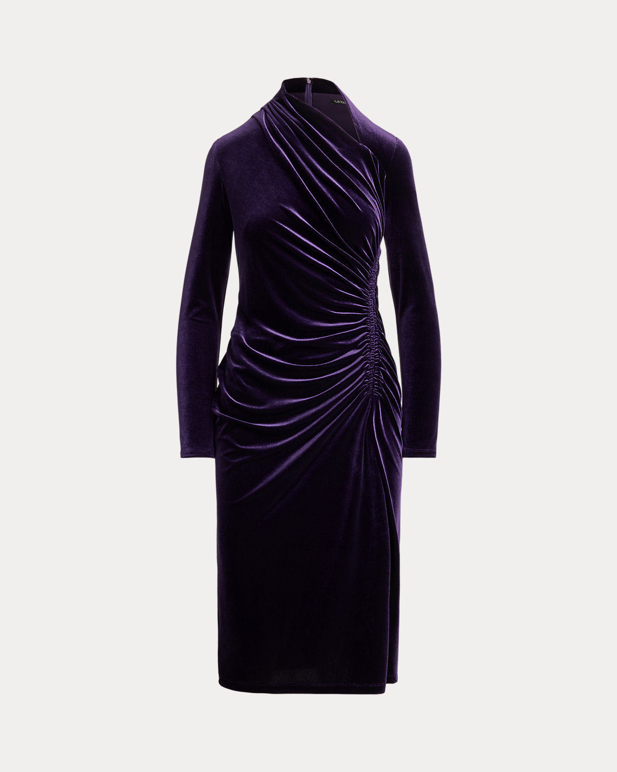 Ralph Lauren Ruched Velvet Asymmetrical Dress