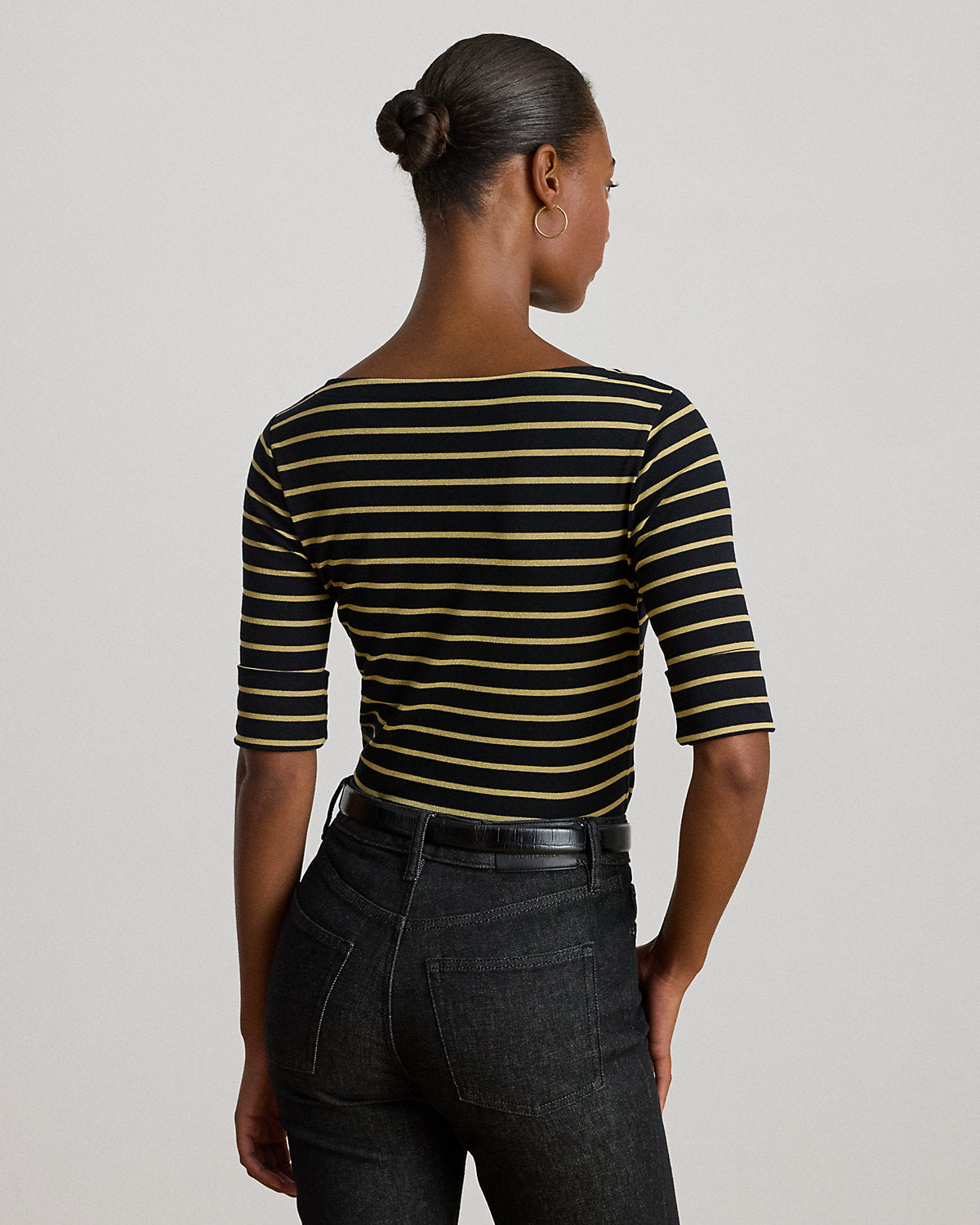Ralph Lauren Metallic Striped Boatneck Tee