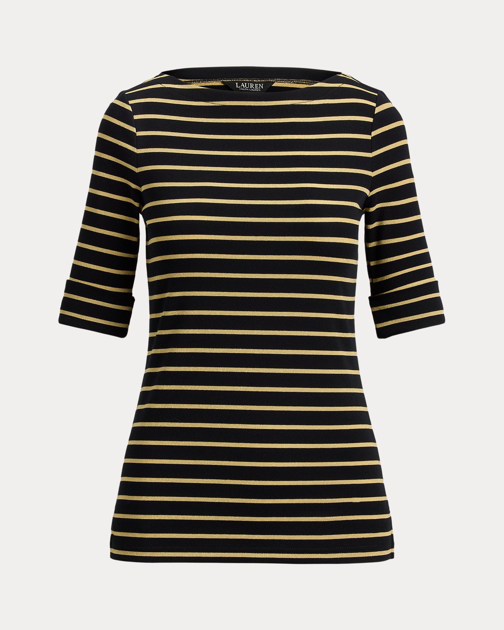 Ralph Lauren Metallic Striped Boatneck Tee