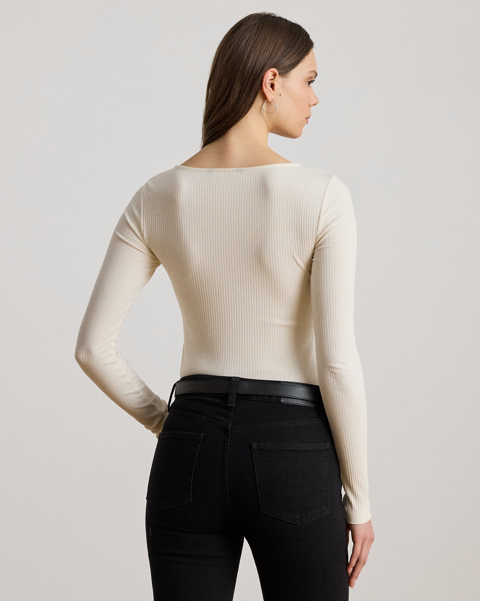 Ralph Lauren RibKnit LongSleeve Scoopneck Tee