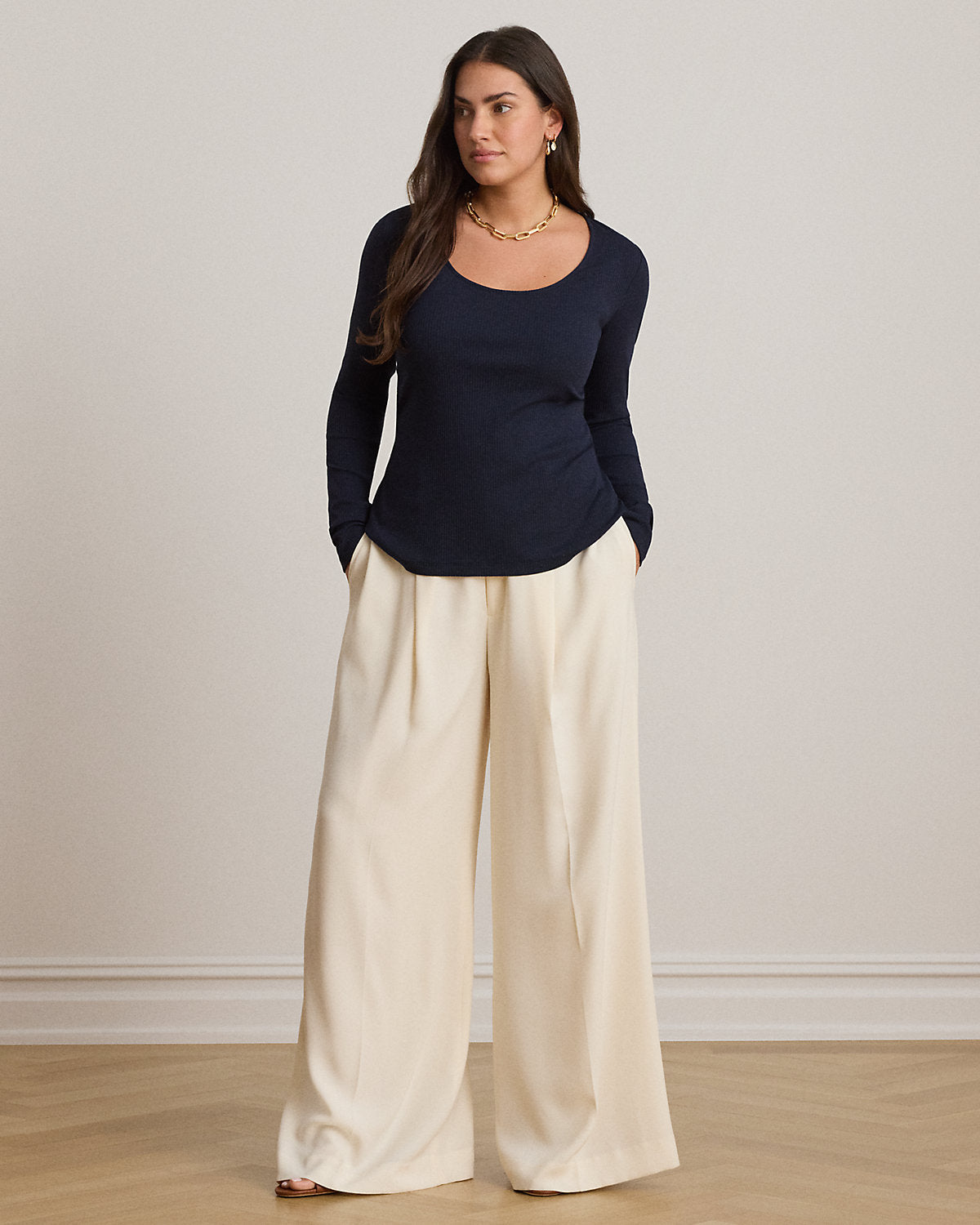 Ralph Lauren RibKnit LongSleeve Scoopneck Tee