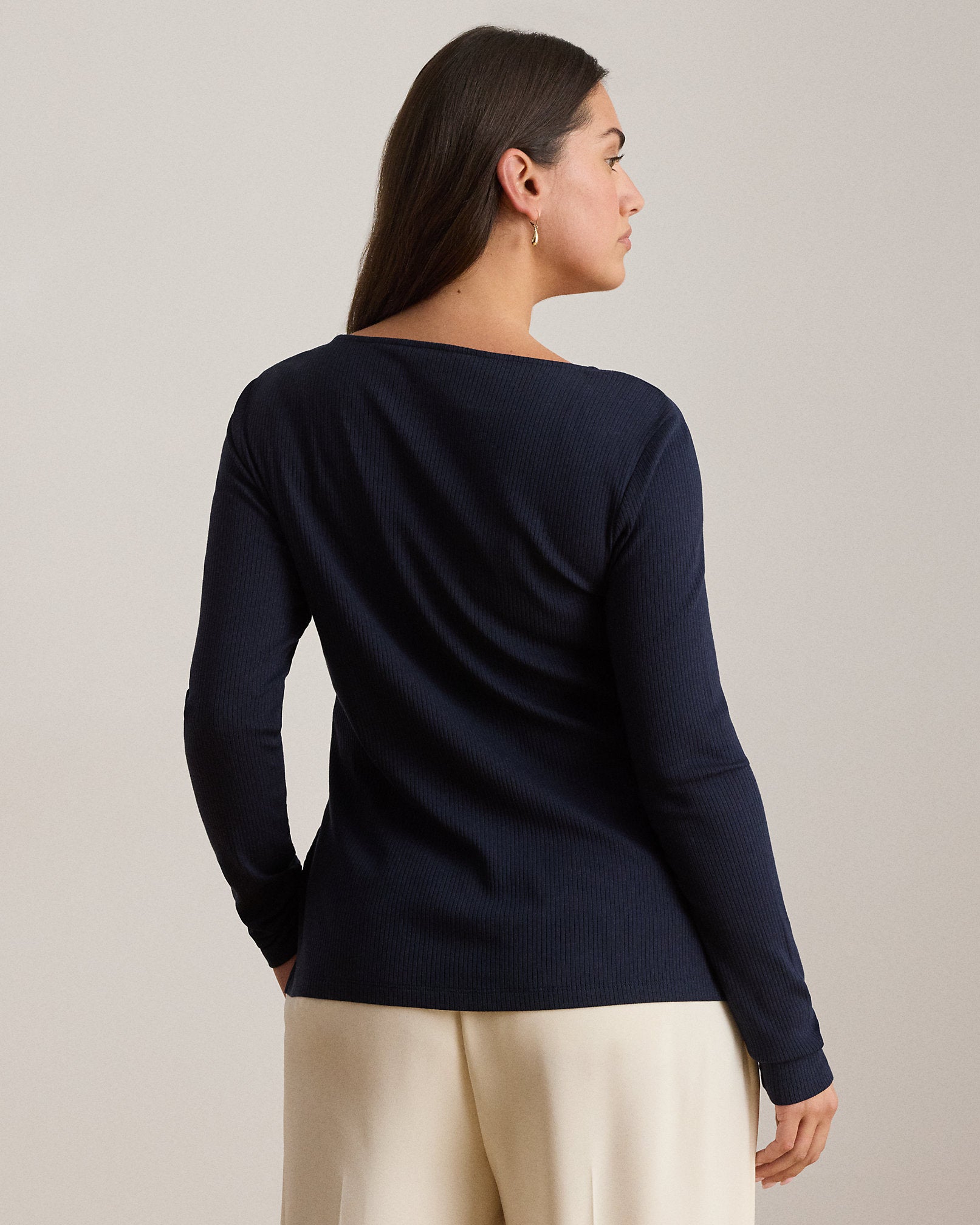Ralph Lauren RibKnit LongSleeve Scoopneck Tee