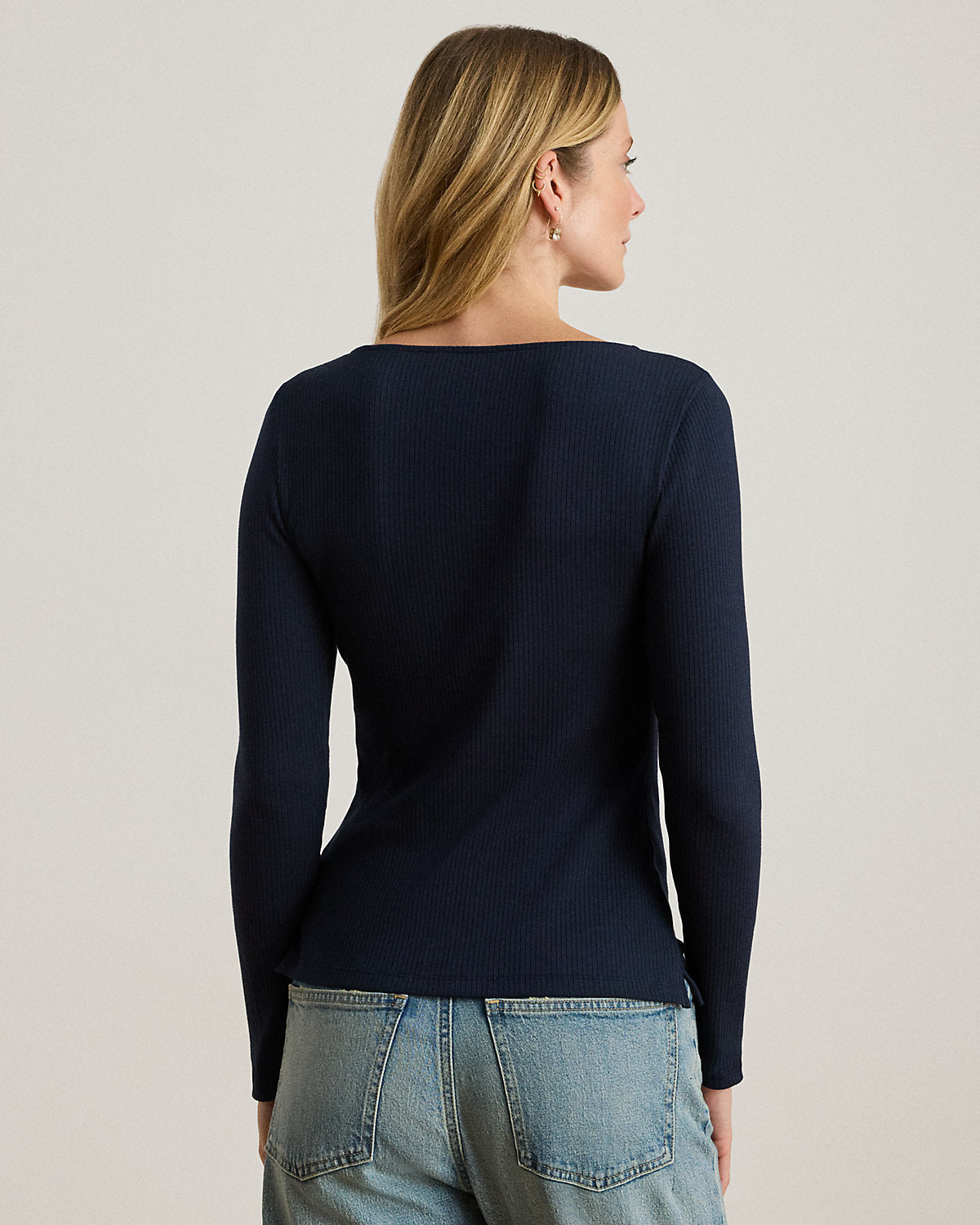 Ralph Lauren RibKnit LongSleeve Scoopneck Tee