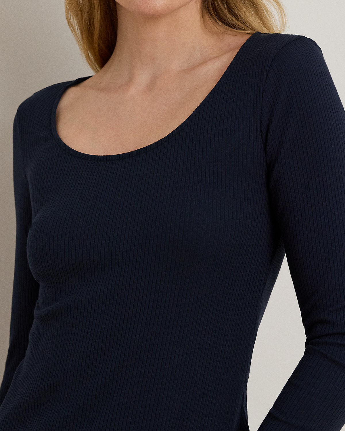 Ralph Lauren RibKnit LongSleeve Scoopneck Tee