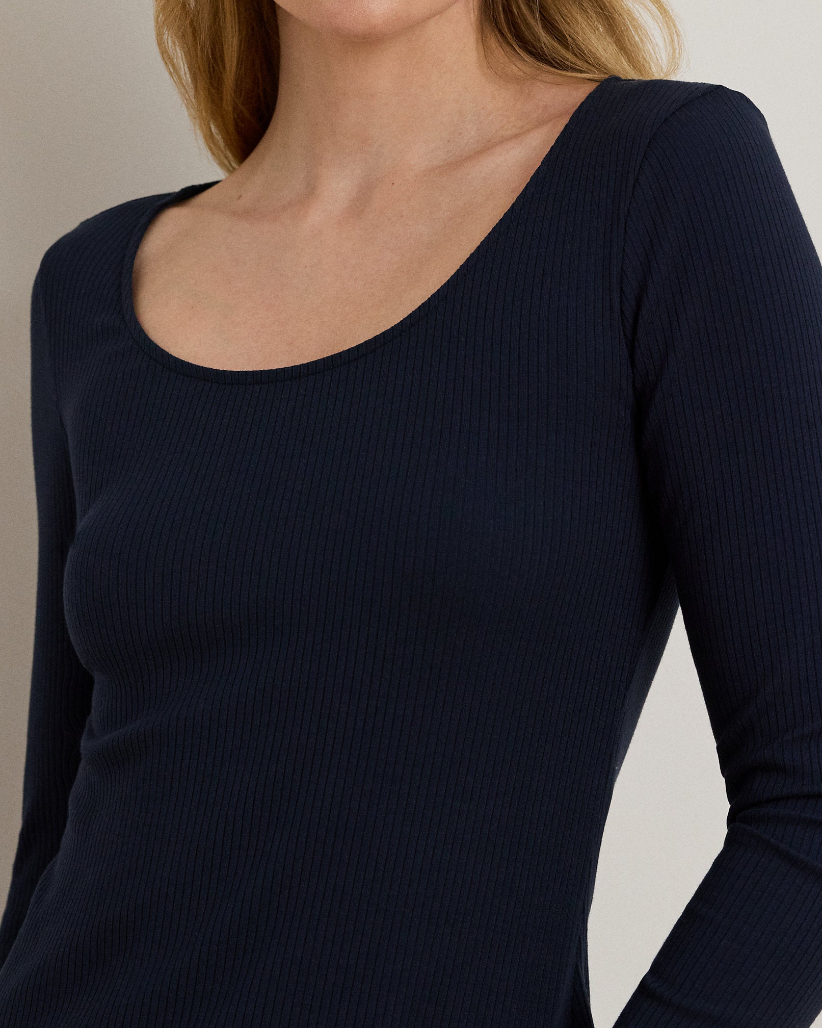 Ralph Lauren RibKnit LongSleeve Scoopneck Tee